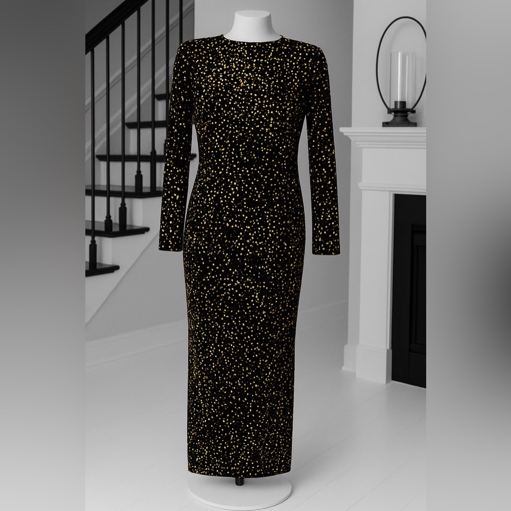 Elegant Black and Gold Women's Dress